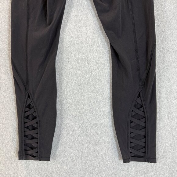 Lululemon Black Crop‎ Leggings Criss Cross Pure Practice Pant High Waist Size 6 - Picture 10 of 16